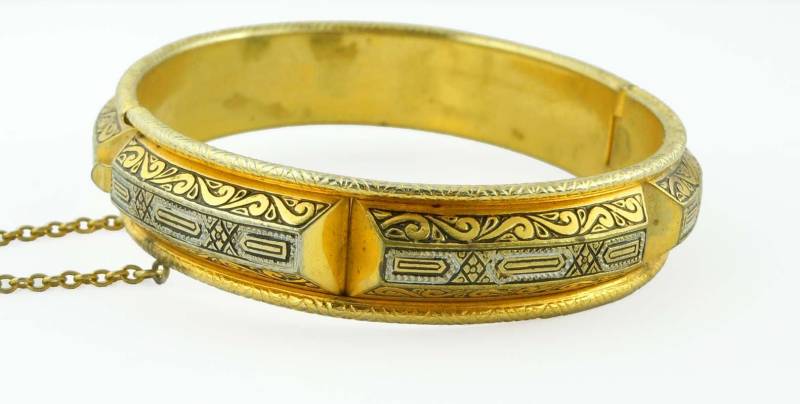 Zwei Ton Verzierten Und Detaillierte Vintage Armreif Armband von ThisArtGallery