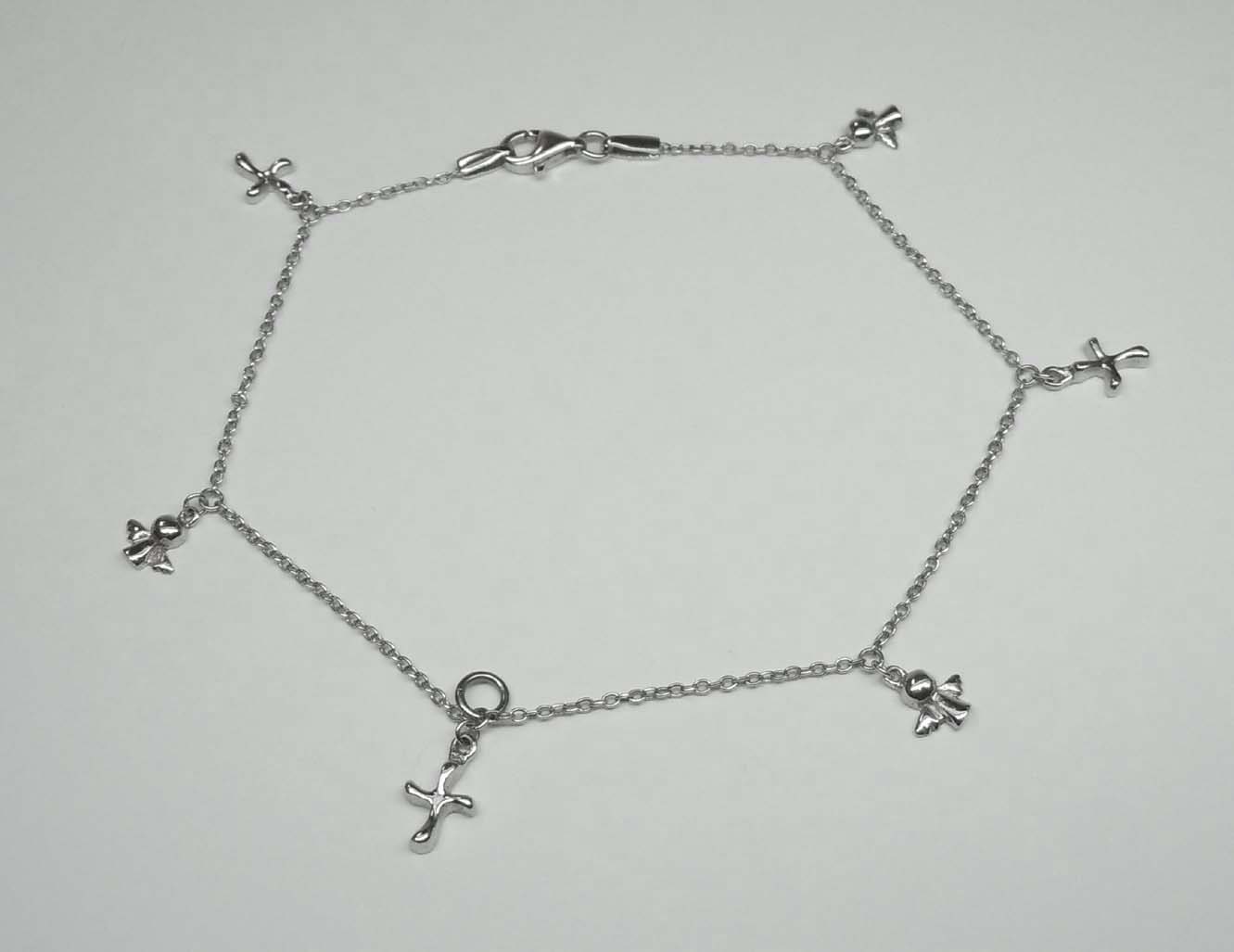 sterling Silber Engel Und Kreuze Gutgläubig Knöchel Bettelarmband von ThisArtGallery