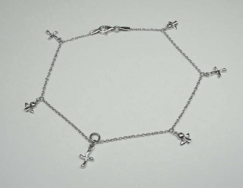 sterling Silber Engel Und Kreuze Gutgläubig Knöchel Bettelarmband von ThisArtGallery