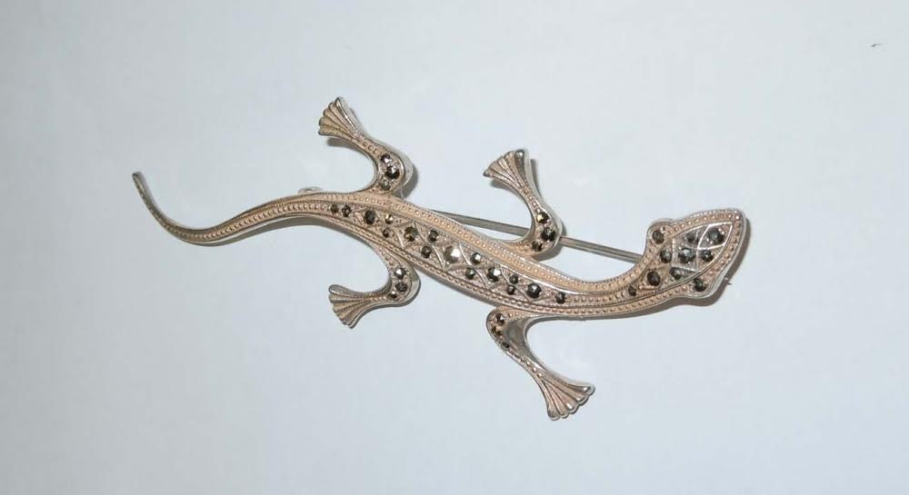 sterling Silber Marcasite Eidechse Brosche Ca. 1980Er Jahre von ThisArtGallery
