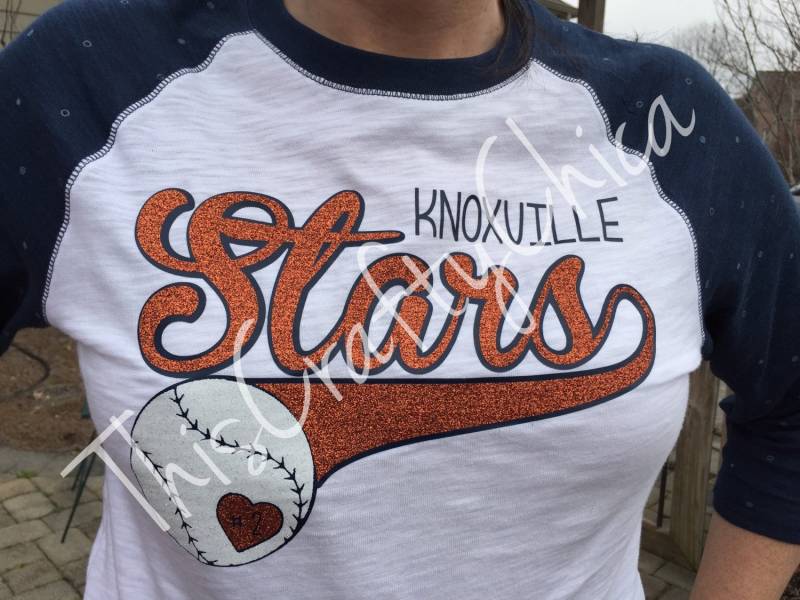 Glitzer Baseball 3/4 Raglan Ärmel Shirt Personalisiert Teamname von ThisCraftyChica