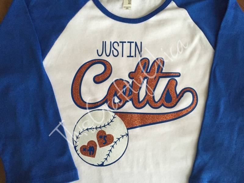 Glitzer Baseball 3/4 Raglan Ärmel Shirt Personalisiert Teamname von ThisCraftyChica