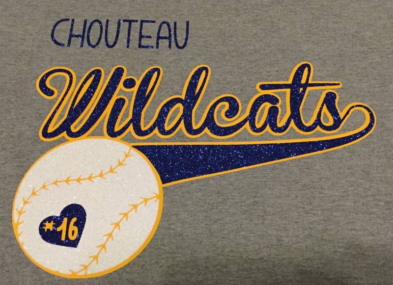 Glitzer Baseball Kurzärmeliges T-Shirt Personalisiert Teamname von ThisCraftyChica