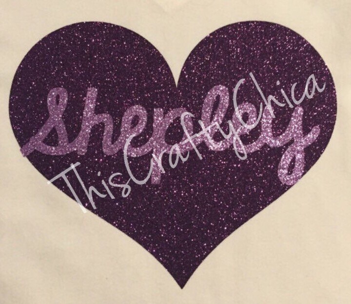 Glitzer Herz Personalisiert Valentinstag Langarm Tshirt von ThisCraftyChica