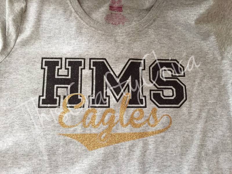 Glitzer Kurzärmeliges T-Shirt Personalisiert Teamname Schulname von ThisCraftyChica