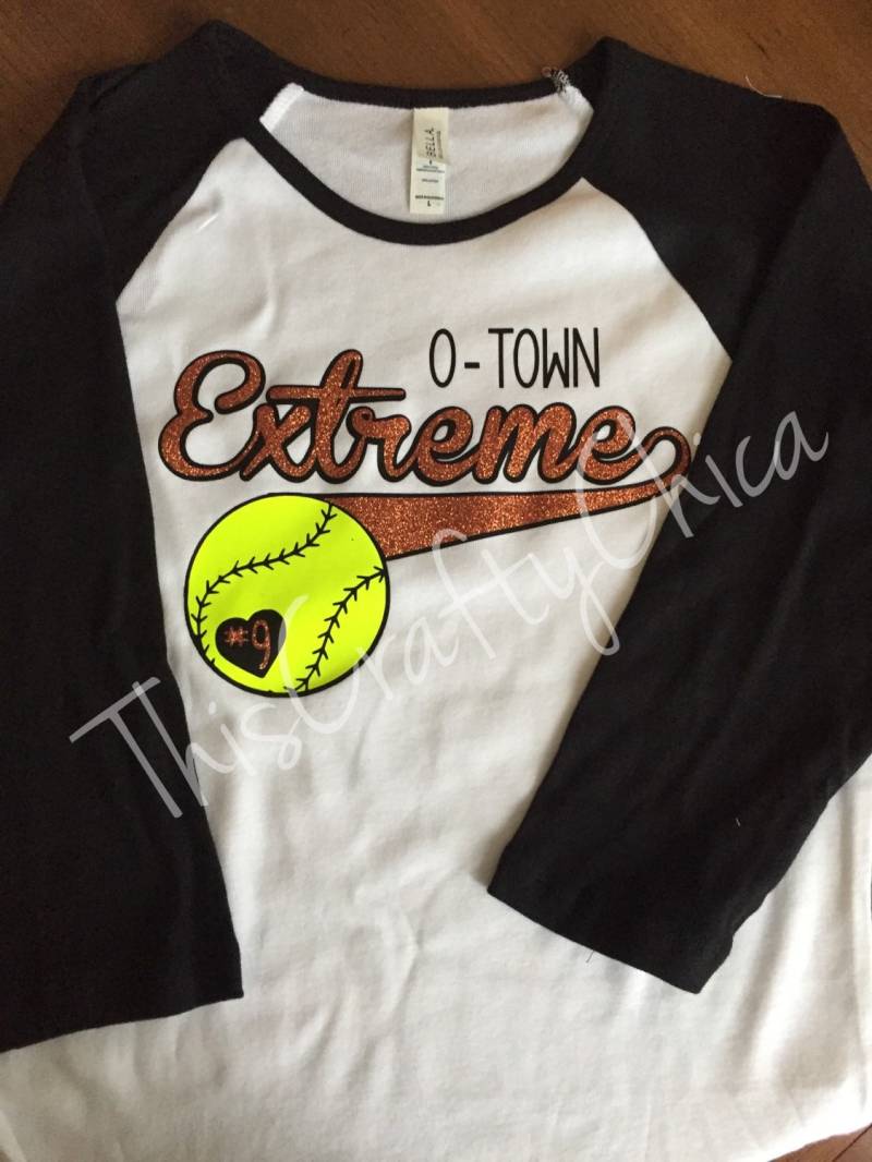 Glitzer Softball/Baseball 3/4 Raglan Ärmel Shirt Personalisiert Teamname Nummer von ThisCraftyChica