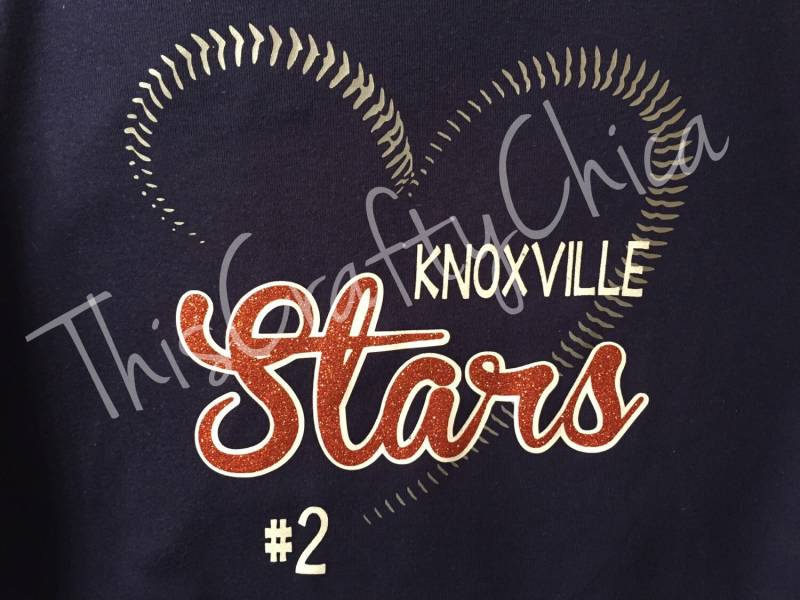 Glitzerherz Baseball Mama Kurzarmshirt Personalisiert Teamname von ThisCraftyChica