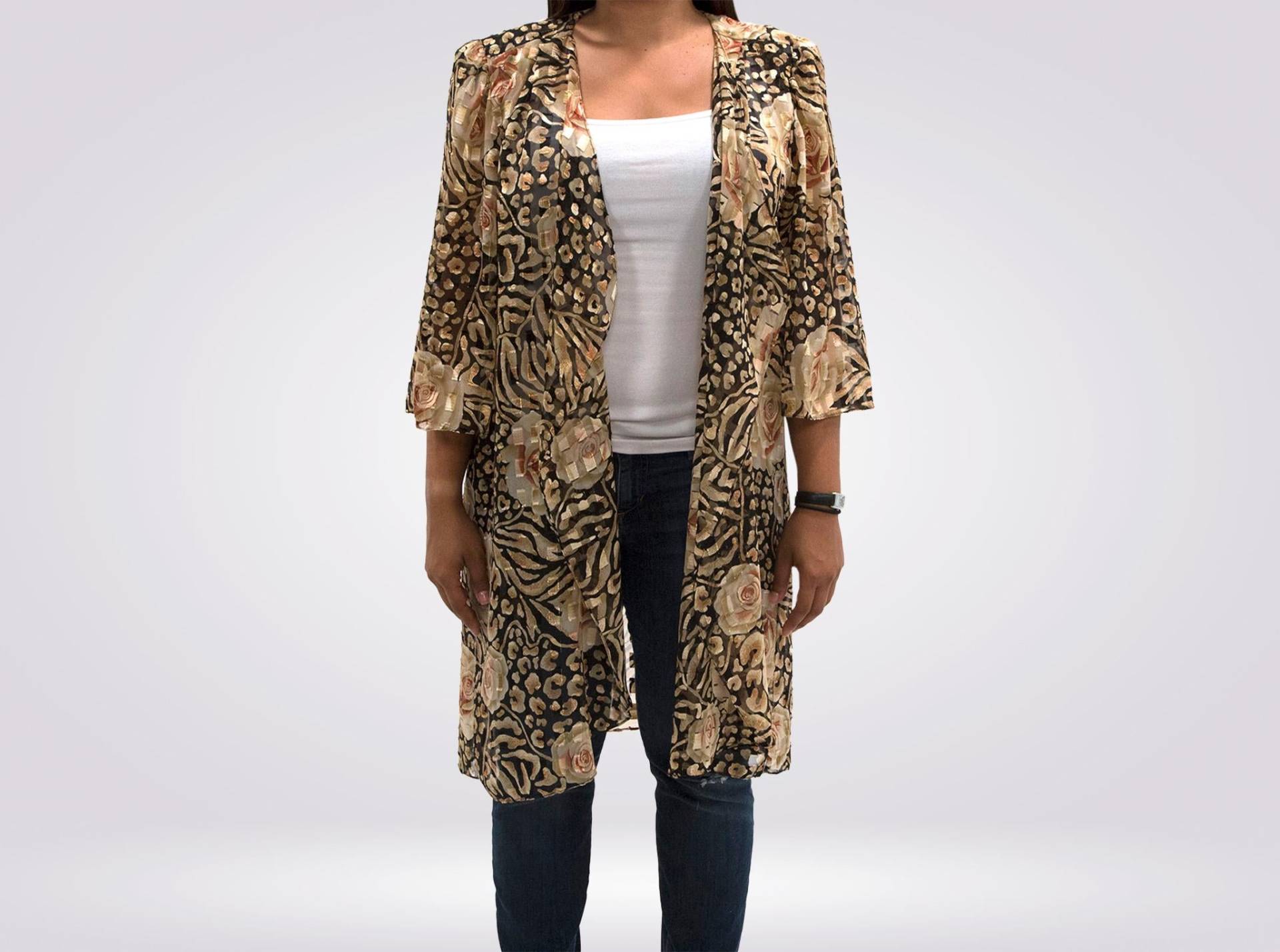 Vintage Animal Print Rose Jacke Oder Robe Vintage Animal Print Rose Jacke Oder Robe von ThisDayThatDayShop