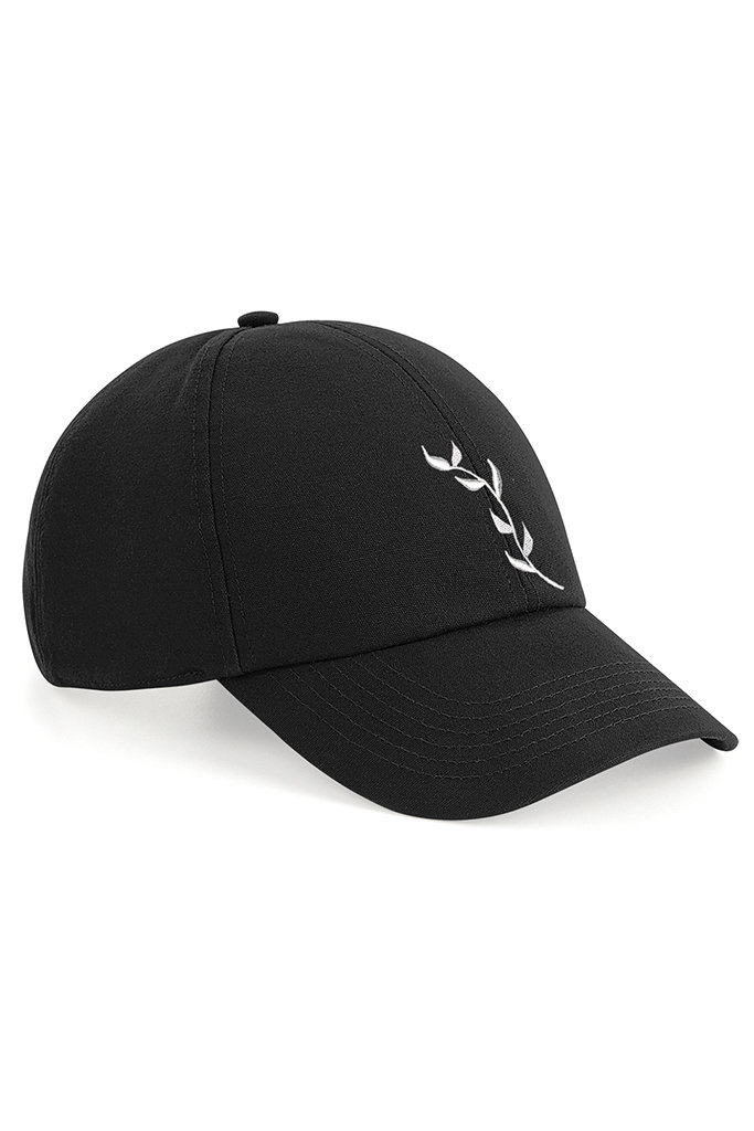 Bio-Baumwolle Baseball Cap in Blattform Schwarz Weiss von ThisIsAnyo