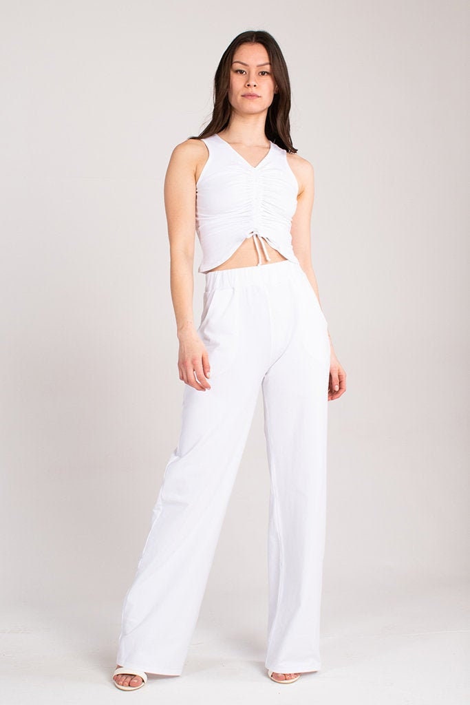 Bio Baumwolle Hose Mit Weitem Bein - Weiss Bio Baumwolle Hose Mit Weitem Bein - Weiss von ThisIsAnyo