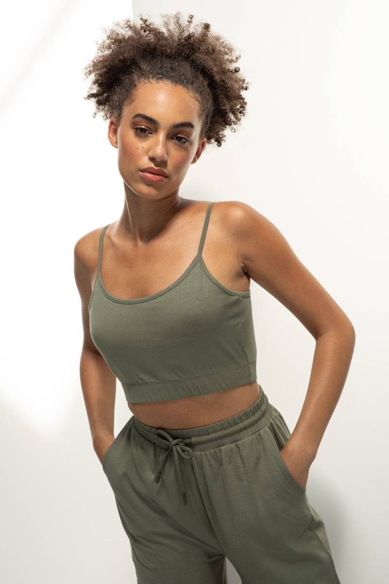 Nachhaltiges Cropped Cami Top - Khaki Grün von ThisIsAnyo