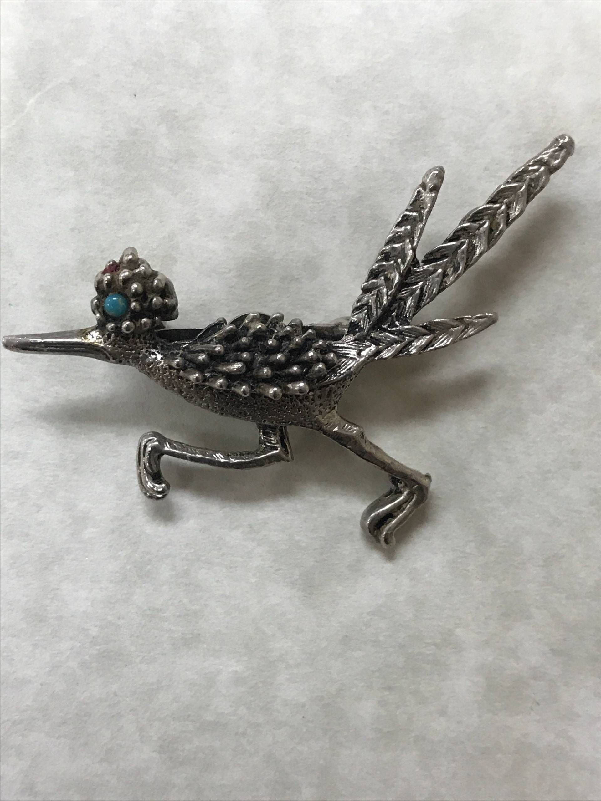 Südwestlichen Stil Silber Vergoldet Road Runner Running Bird Mit Türkis Auge Pin Brosche Schmuck Südwestlichen Stil Silber Vergoldet Road Runner Running Bird Mit Türkis Auge Pin Brosche Schmuck von ThisandThat865