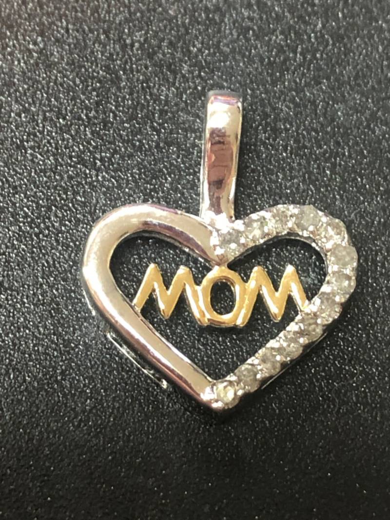 sterling Silber Vermeil Zwei Tone Mom Herz-Pendant Mit 13 Kleinen, Runden Genuine Diamonds Pendant Charm 925 sterling Silber Vermeil Zwei Tone Mom Herz-Pendant Mit 13 Kleinen, Runden Genuine Diamonds Pendant Charm 925 von ThisandThat865