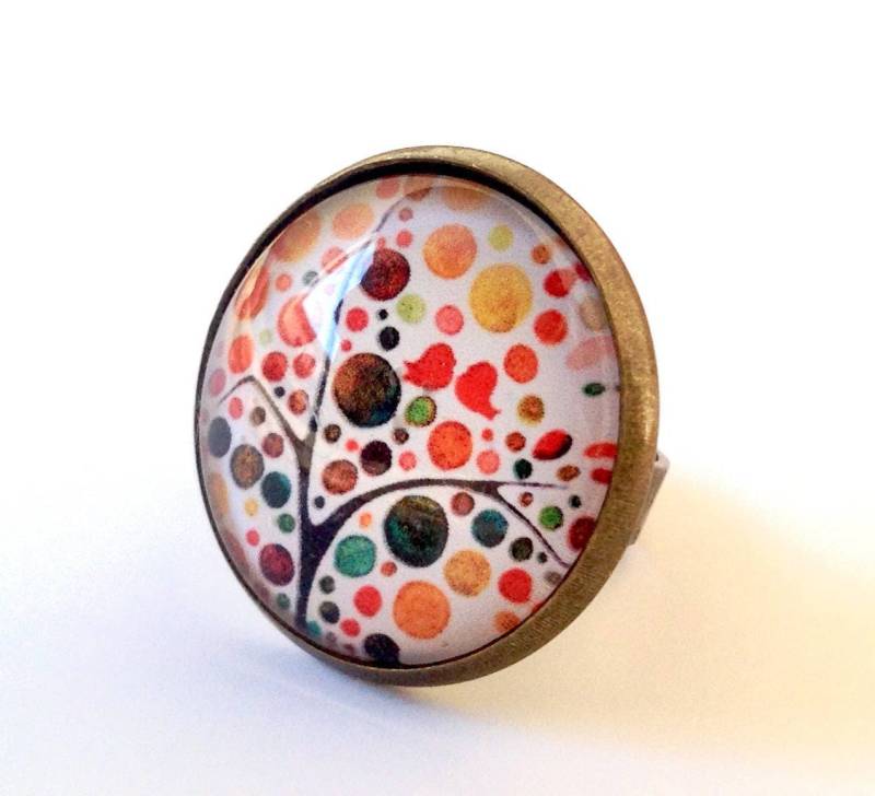 Großer Lebensbaum-Cabochonring in Orange-, Gelb - Und Brauntönen Großer Lebensbaum-Cabochonring in Orange-, Gelb - Und Brauntönen von Thisliacreations
