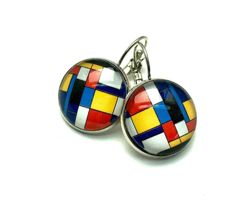 Ohrringe Abstrakte Malerei, Im Stil Von Mondrian. Bronze Oder Silber von Thisliacreations