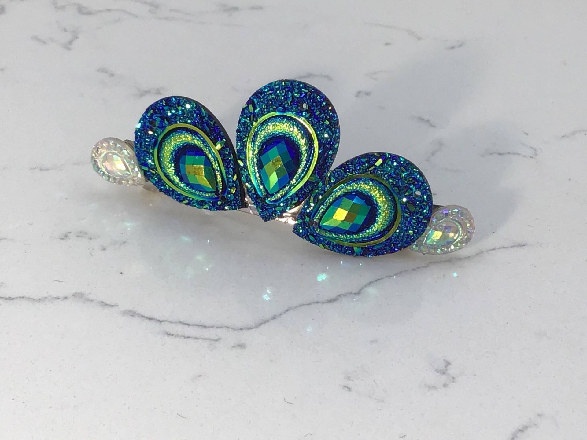 Pfau Träne Trio Haarspange, Klare Akzente, Handgemacht in Kanada, Kostenloser Versand Pfau Träne Trio Haarspange, Klare Akzente, Handgemacht in Kanada, Kostenloser Versand von ThistledewbyJAG