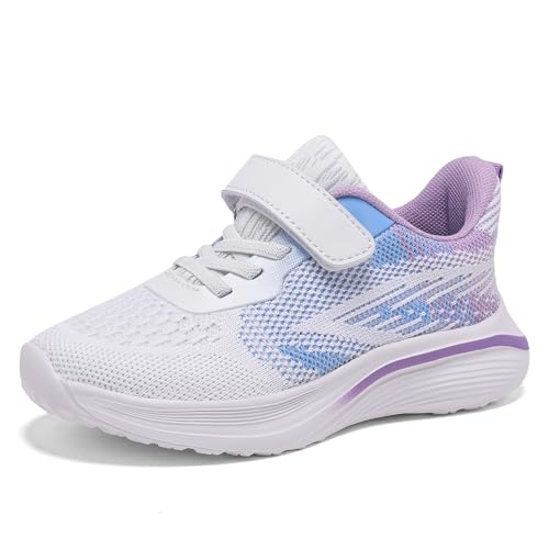 Thlppe Hallenschuhe Kinder Turnschuhe Mädchen Sportschuhe Leichte Kinderschuhe Atmungsaktiv Laufschuhe Sneakers Outdoor Weiß Blau 28EU von Thlppe