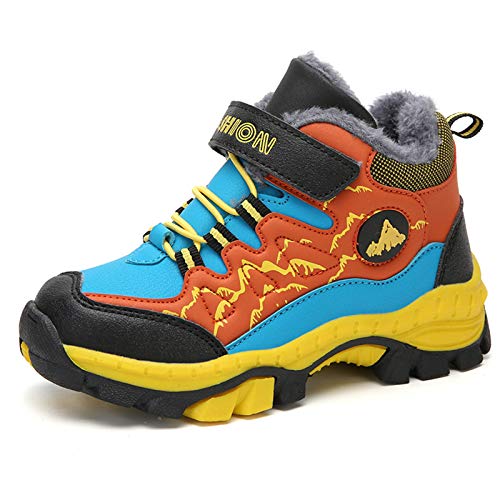 Thlppe Kinder Schuhe Winterschuh Schneestiefel Jungen Trekkingl Stiefel rutschfeste Wanderstiefel Outdoor Baumwollschuhe Orange39EU von Thlppe