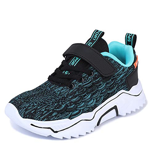 Thlppe Laufschuhe Kinderschuhe Turnschuhe Jungen rutschfest Sportschuhe Hallenschuhe Kinder Outdoo Sport Fitnessschuhe Atmungsaktiv Leicht Schwarz, Blau 29EU von Thlppe