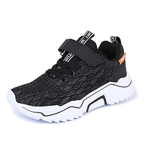 Thlppe Laufschuhe Kinderschuhe Turnschuhe Jungen rutschfest Sportschuhe Hallenschuhe Kinder Outdoo Sport Fitnessschuhe Atmungsaktiv Leicht Schwarz, Grau 29EU von Thlppe