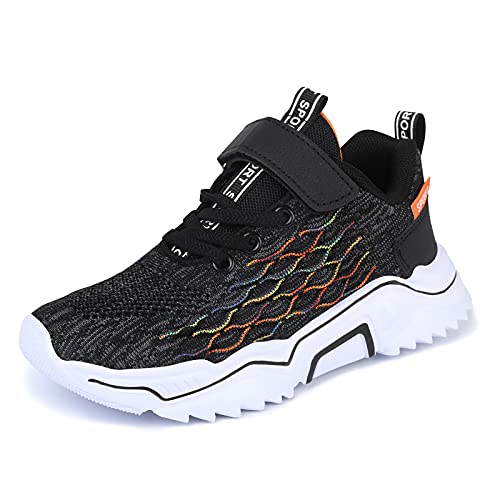 Thlppe Laufschuhe Kinderschuhe Turnschuhe Jungen rutschfest Sportschuhe Hallenschuhe Kinder Outdoo Sport Fitnessschuhe Atmungsaktiv Leicht Schwarz, Mehrfarbig 28EU von Thlppe