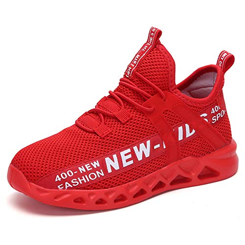 Thlppe Turnschuhe Jungen Sportschuhe Mädchen Hallenschuhe Kinder Running Shoes Atmungsaktiv Leicht Laufschuhe Kinderschuhe Unisex-Kinder Rot 39EU von Thlppe