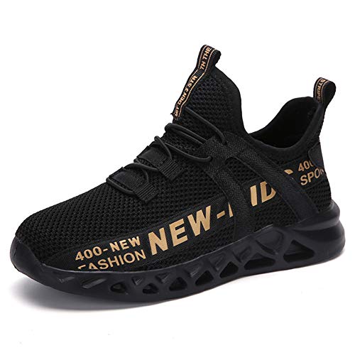 Thlppe Turnschuhe Jungen Sportschuhe Mädchen Hallenschuhe Kinder Running Shoes Atmungsaktiv Leicht Laufschuhe Kinderschuhe Unisex-Kinder Schwarz 27EU von Thlppe