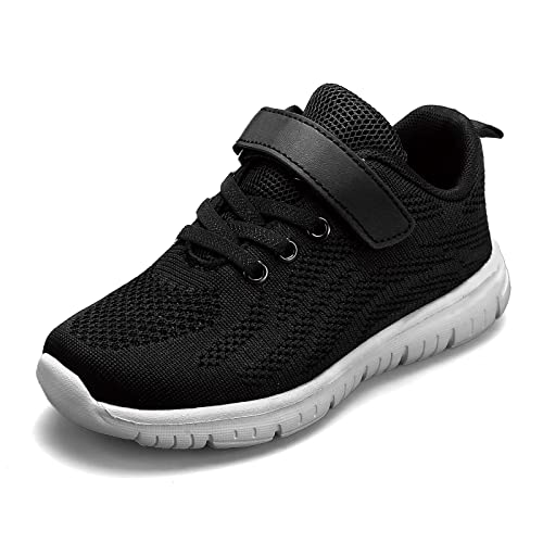 Thlppe Turnschuhe Jungen Sportschuhe Mädchen Hallenschuhe Kinder Running Shoes Atmungsaktiv Leicht Laufschuhe Kinderschuhe Unisex-Kinder Schwarz 29EU von Thlppe