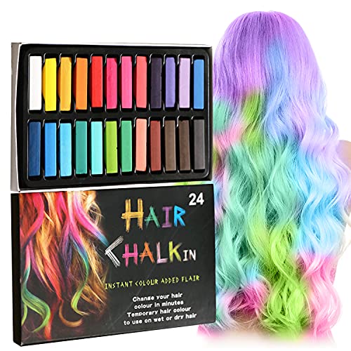 Thnkstaps 24 Stück Haarkreide für Mädchen Temporär Haarfarbe Kreide für Kinder Haarfärbemittel Haarkreide-Set auswaschbar für Karneval, Party, Weihnachten Halloween von Thnkstaps