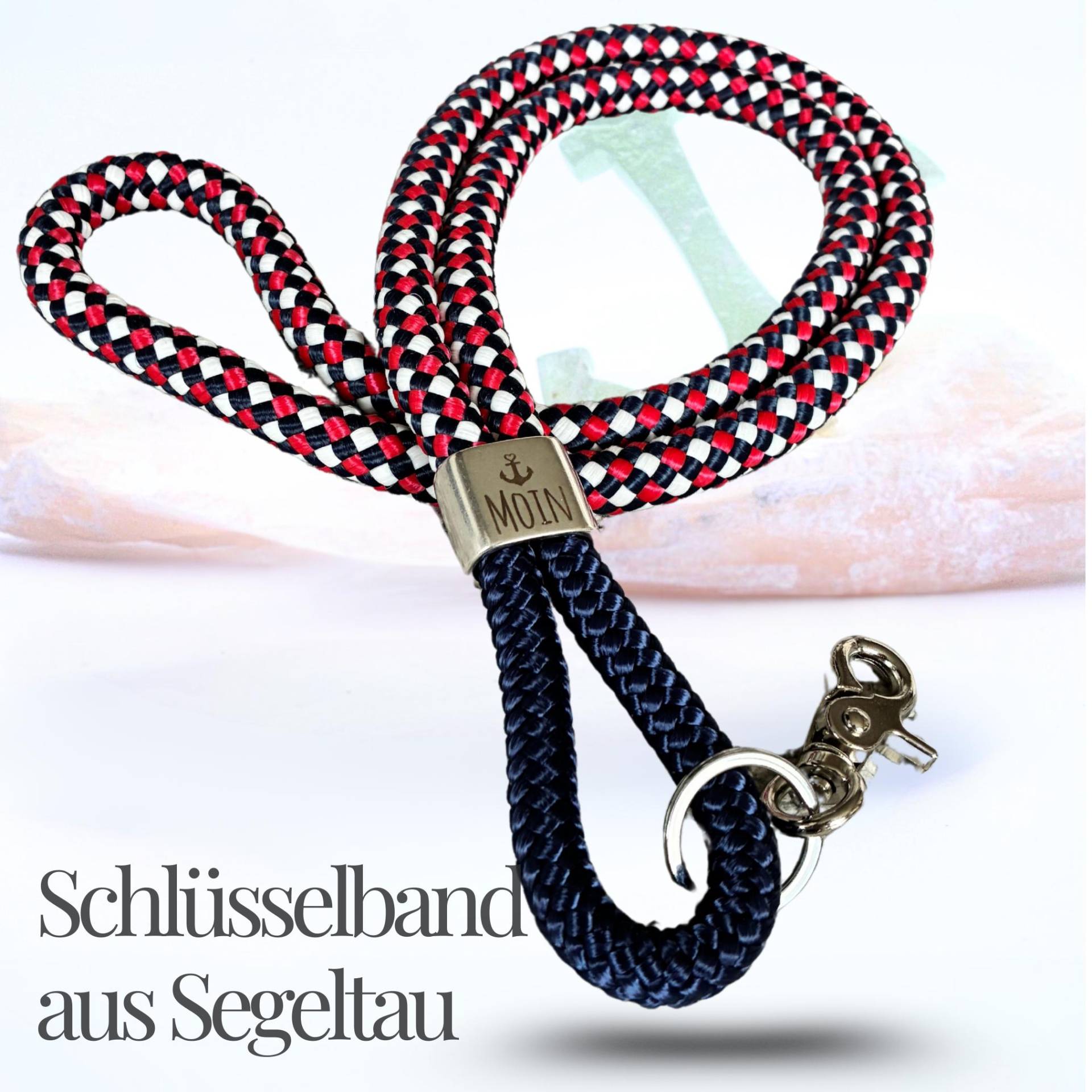 Schlüsselband Aus Segeltau Mit Anker | Lanyard Maritim 50 cm Handgemacht Mit/Ohne Karabiner Viele Farben Geschenkidee Geschenk von ThoddyArt