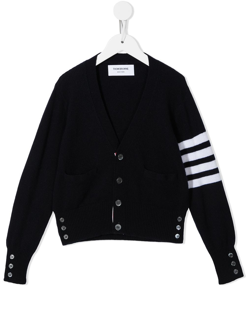 Thom Browne Kids Cardigan mit V-Ausschnitt - Blau von Thom Browne Kids