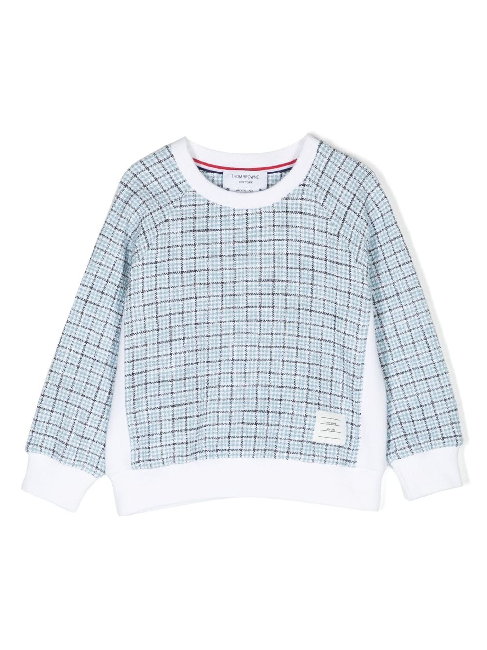 Thom Browne Kids Kariertes Tweed-Sweatshirt - Blau von Thom Browne Kids