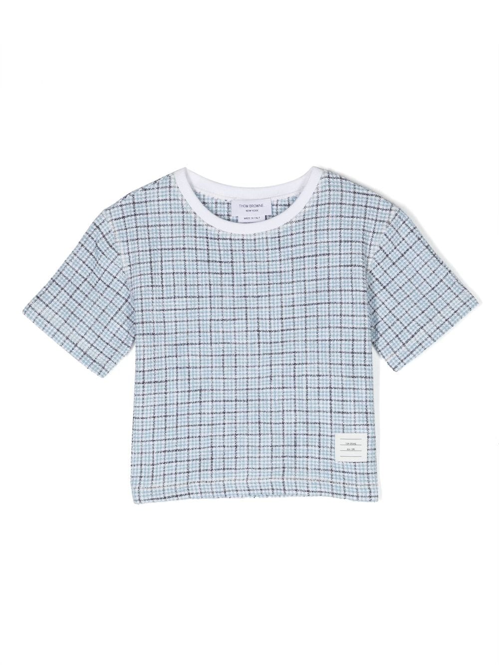 Thom Browne Kids Tweed-T-Shirt mit Karomuster - Blau von Thom Browne Kids