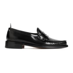 Schwarze Leder-loafers - Thom Browne Signature Herrenschuhe von Thom Browne