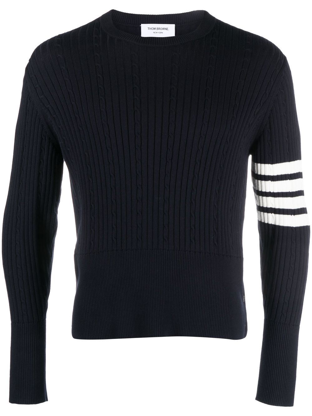 Thom Browne Gerippter Pullover mit Zopfmuster - Blau von Thom Browne