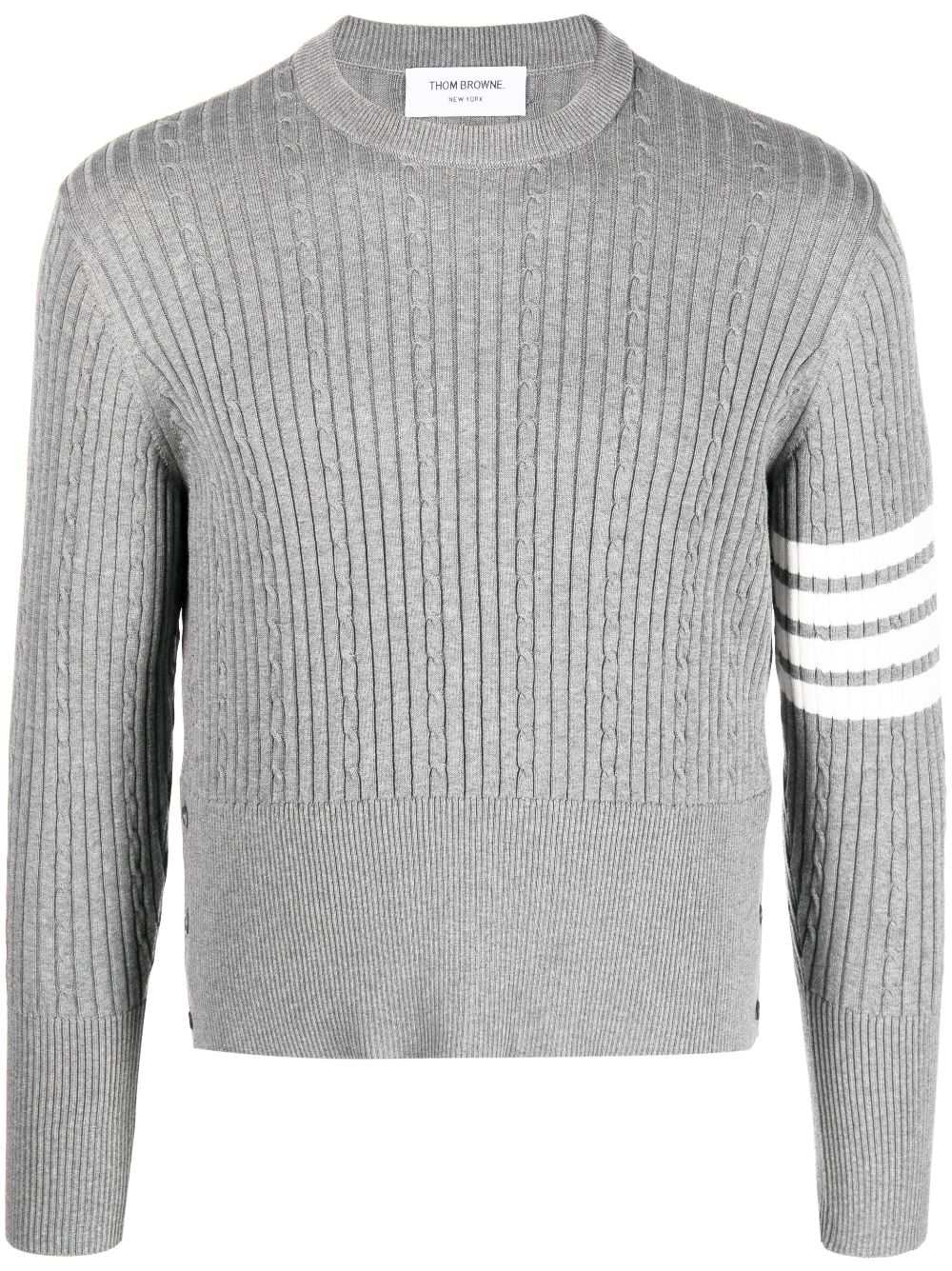 Thom Browne Gerippter Pullover mit Zopfmuster - Grau von Thom Browne