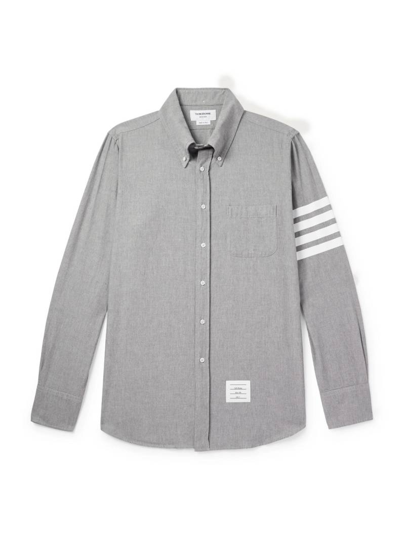 Thom Browne - Button-Down Collar Striped Cotton-Chambray Shirt - Men - Gray - 3 von Thom Browne
