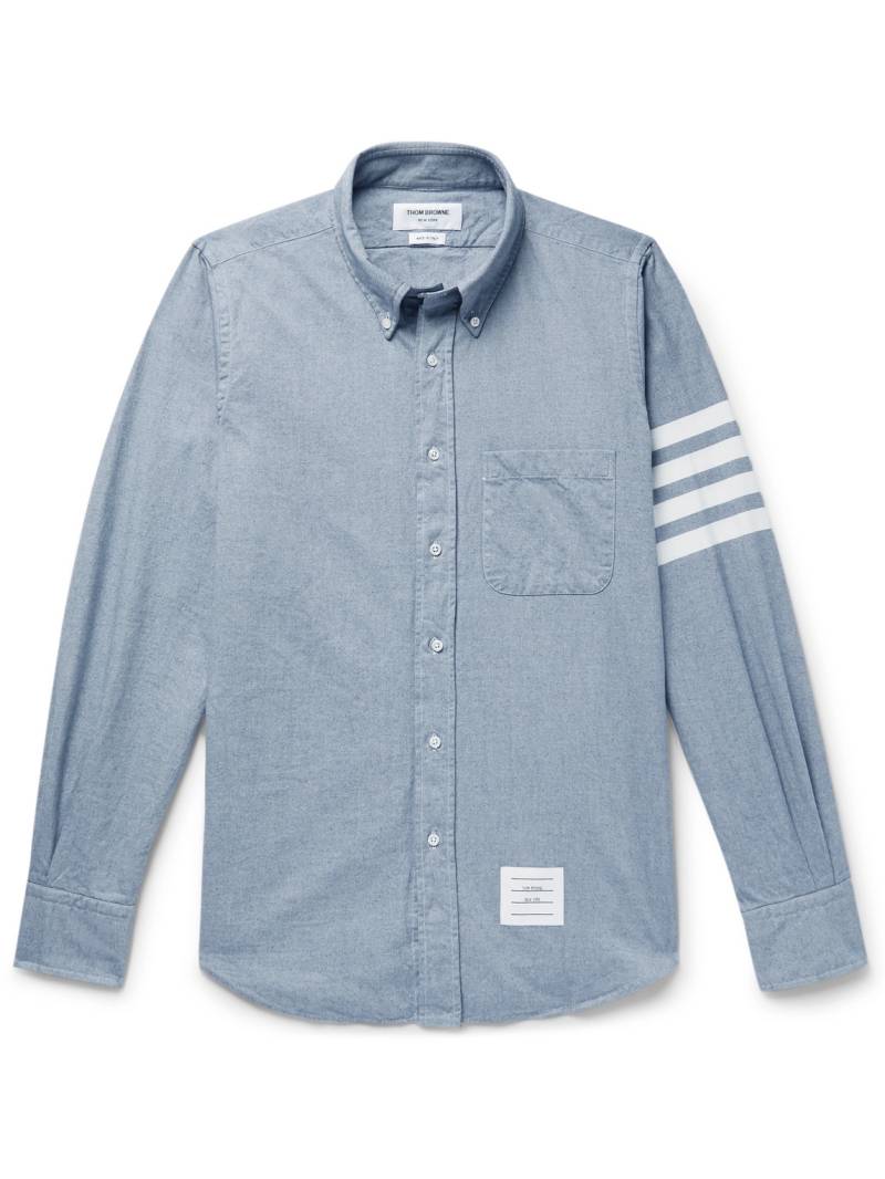 Thom Browne - Button-Down Collar Striped Cotton-Flannel Shirt - Men - Blue - 0 von Thom Browne