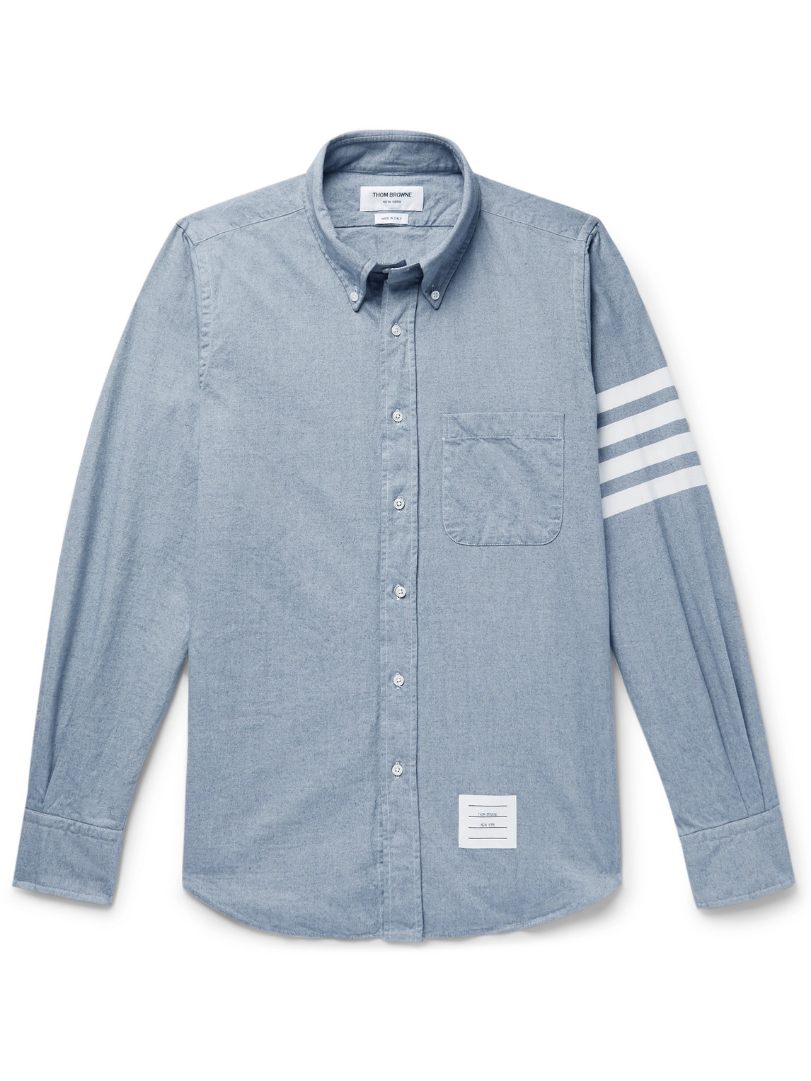 Thom Browne - Button-Down Collar Striped Cotton-Flannel Shirt - Men - Blue - 4 von Thom Browne