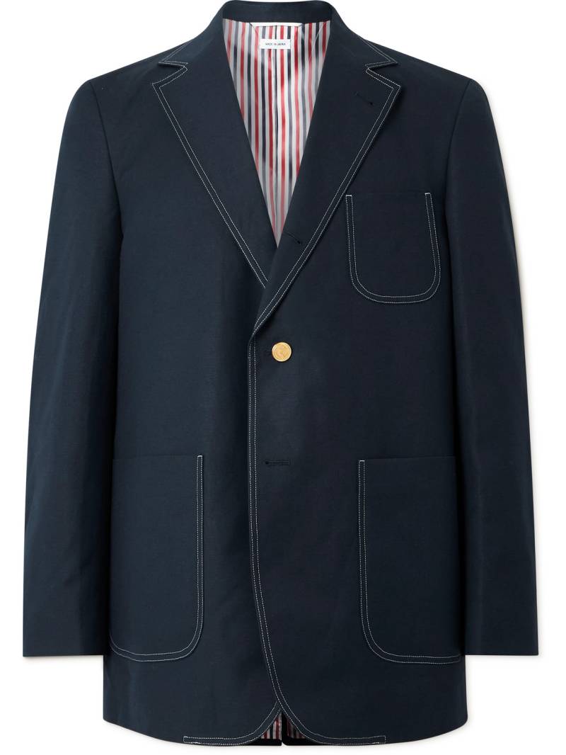 Thom Browne - Cotton and Linen-Blend Blazer - Men - Blue - 2 von Thom Browne