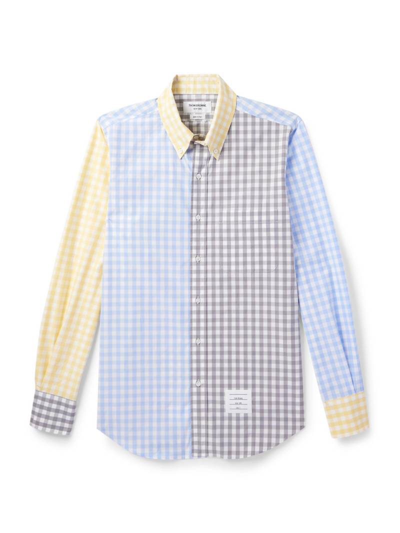 Thom Browne - Funmix Button-Down Collar Gingham Cotton-Poplin Shirt - Men - Blue - 3 von Thom Browne