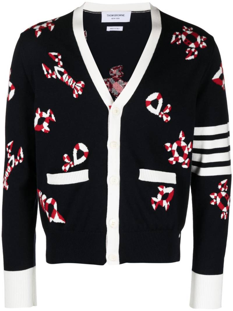 Thom Browne Gem Icons Intarsien-Cardigan - Blau von Thom Browne