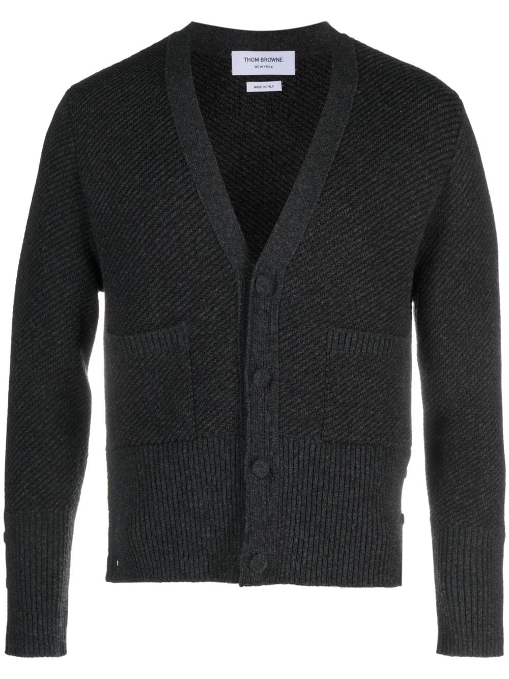 Thom Browne Gerippter Cardigan mit V-Ausschnitt - Grau von Thom Browne