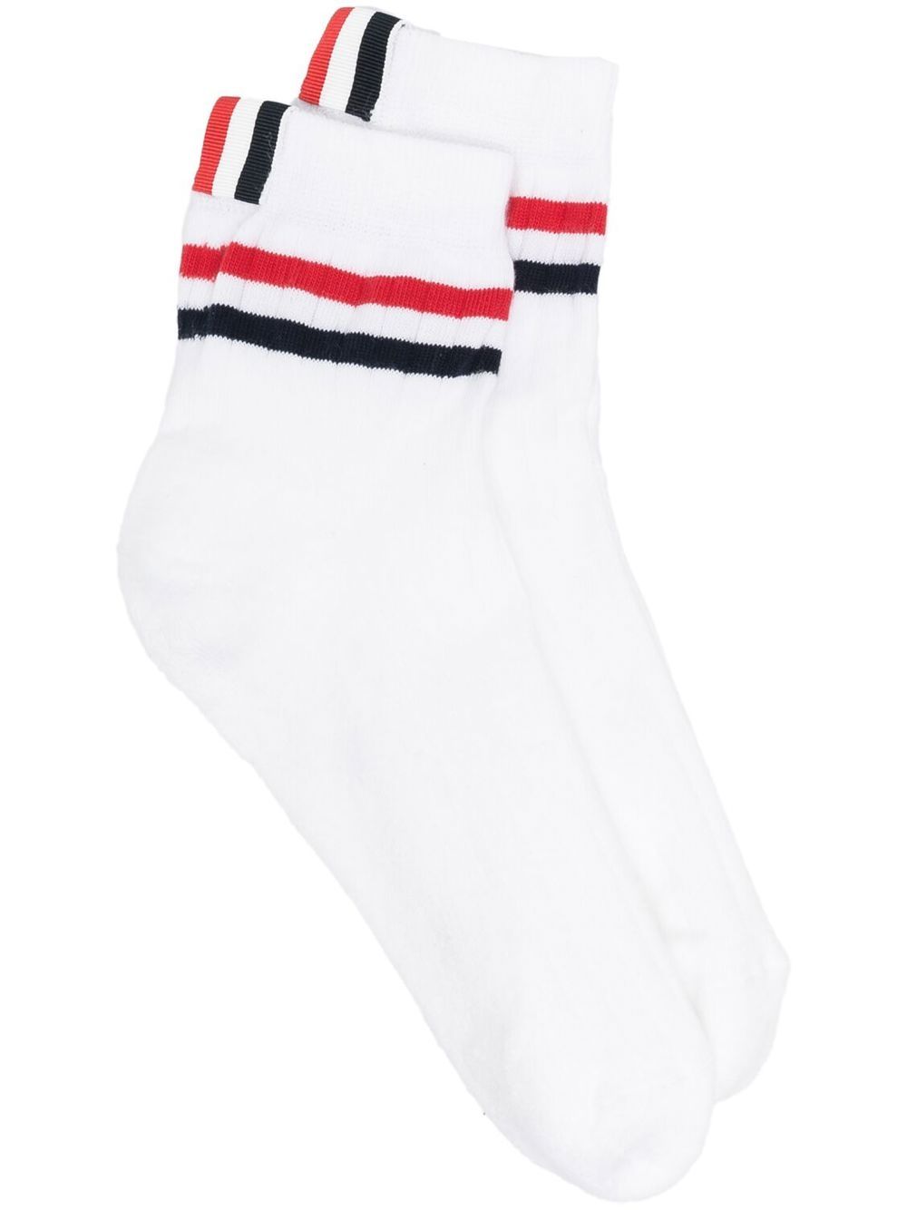 Thom Browne Gestreifte Socken aus geripptem Strick - Weiß von Thom Browne