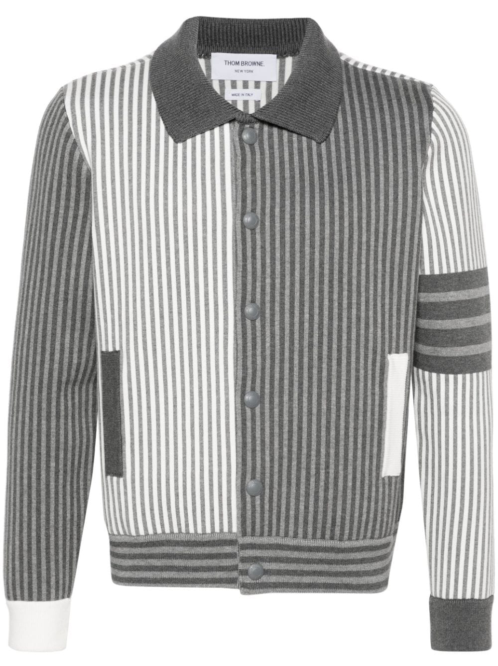 Thom Browne Gestreifter Fun-Mix Cardigan - Grau von Thom Browne