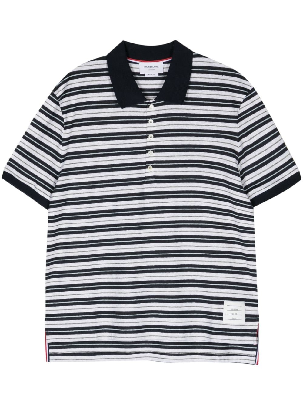 Thom Browne Gestreiftes Poloshirt mit Logo-Patch - Blau von Thom Browne