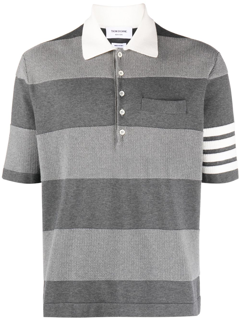 Thom Browne Gestricktes Poloshirt mit Streifen - Grau von Thom Browne