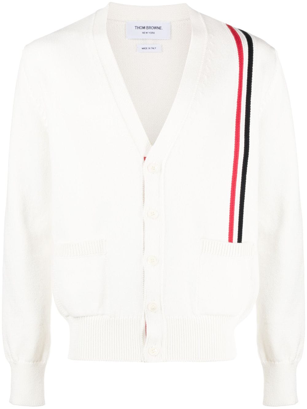 Thom Browne Intarsien-Cardigan mit RWB-Streifen - Weiß von Thom Browne