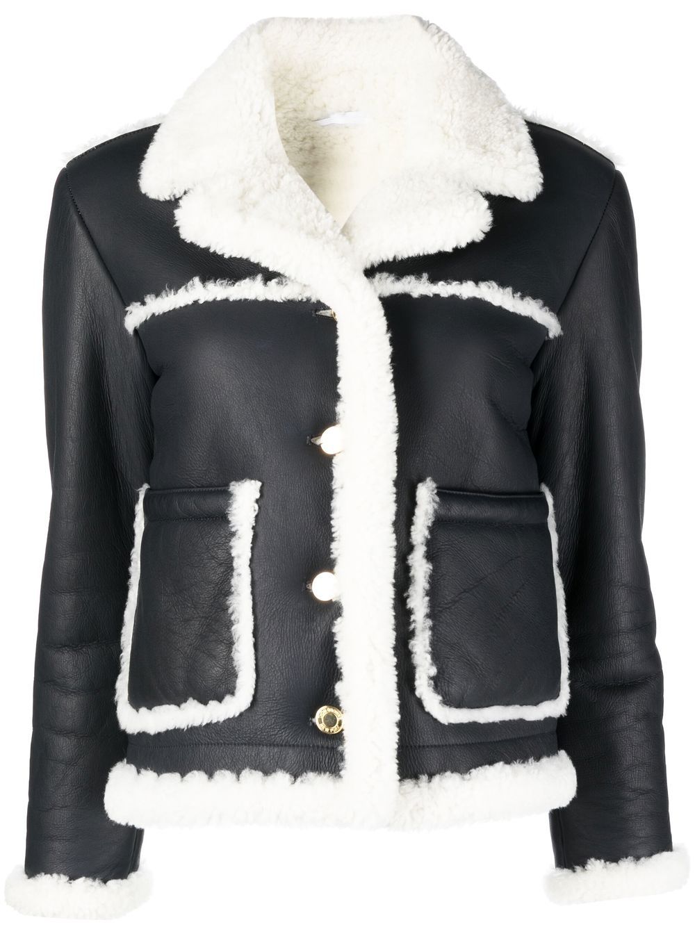 Thom Browne Jacke mit Shearling-Besatz - Blau von Thom Browne