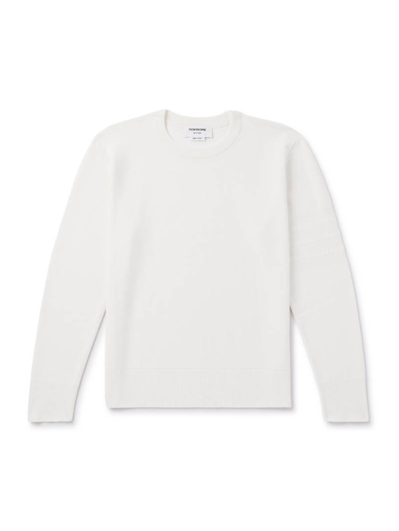 Thom Browne - Jacquard-Trimmed Virgin Wool-Blend Sweater - Men - White - 4 von Thom Browne